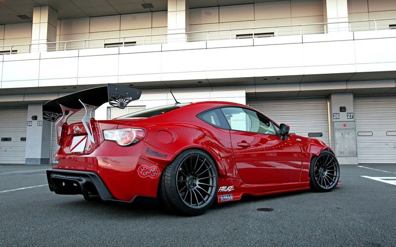 Red Modified Sports Car — Calm, Afternoon