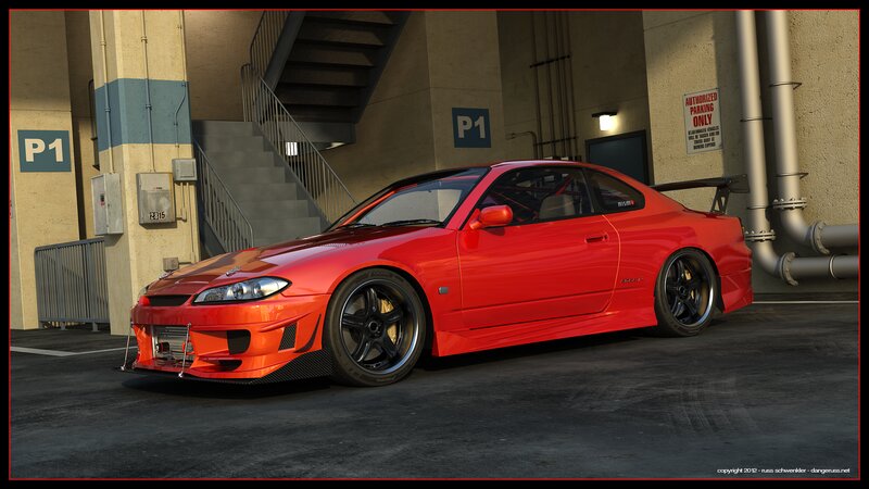 Red Modified Sports Car — Dramatic, Afternoon, 3d Render