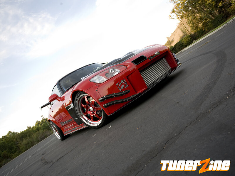 Red Modified Sports Car — Dramatic, Afternoon, Photograph, Asphalt