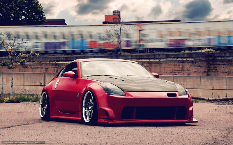 Red Modified Sports Car — Dramatic, Afternoon, Photograph, Train