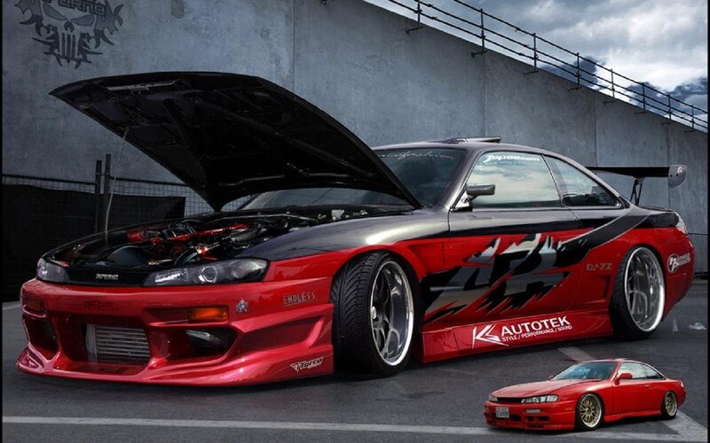 Red Modified Sports Car — Dramatic, Afternoon