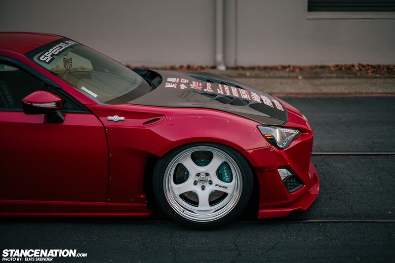 Red Modified Sports Car — Dramatic, Autumn