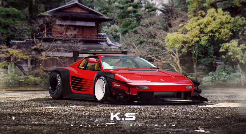 Red Modified Sports Car — Dramatic, Digital Art, Traditional Building