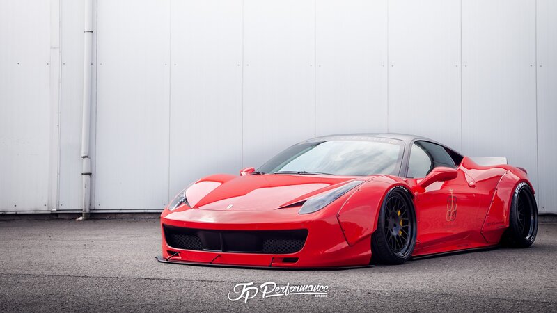 Red Modified Sports Car — Dramatic, Photograph, Wall
