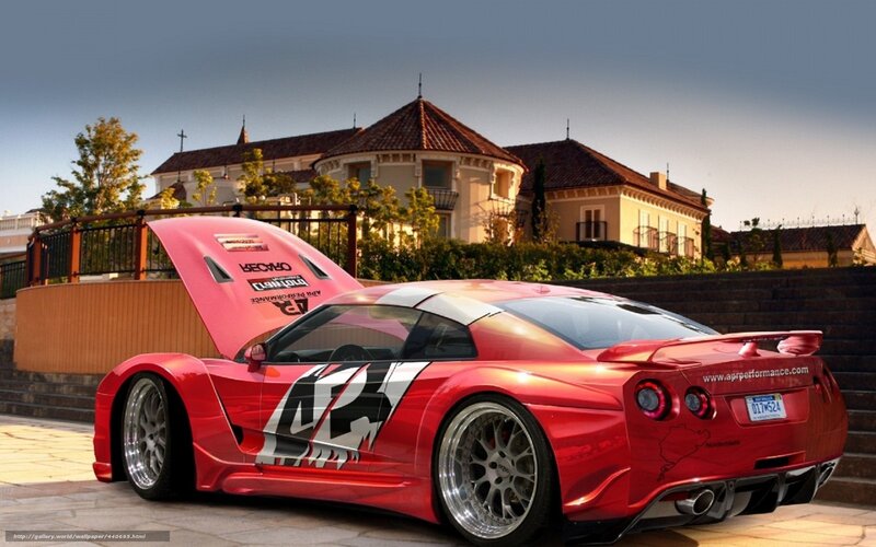 Red Modified Sports Car — Dramatic, Sunset, Photograph, House