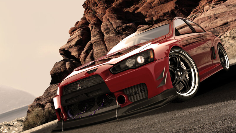 Red Modified Sports Car — Dramatic
