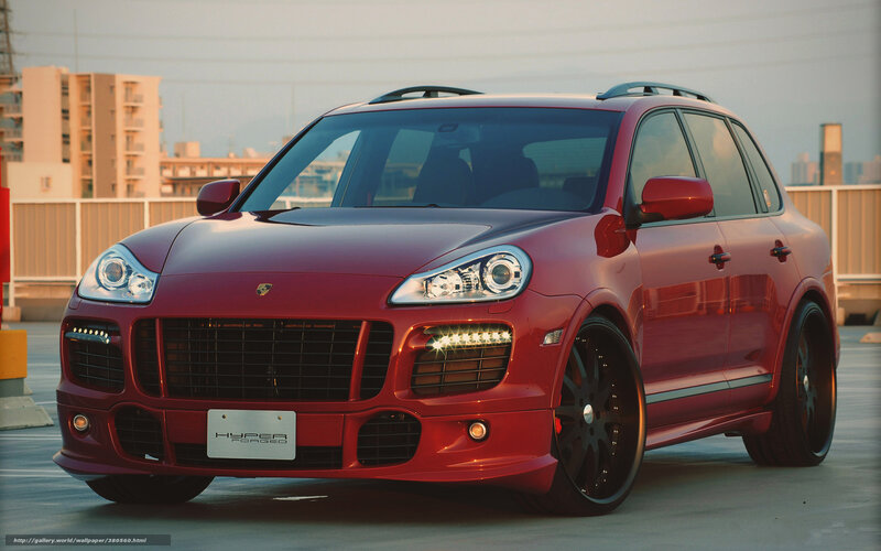 Red Modified SUV — Dramatic, Sunset