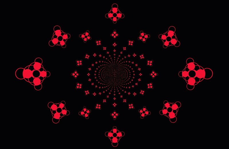 Red Molecular Structures — Black