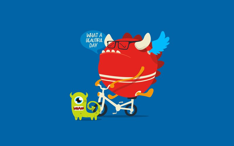 Red Monster on Bicycle