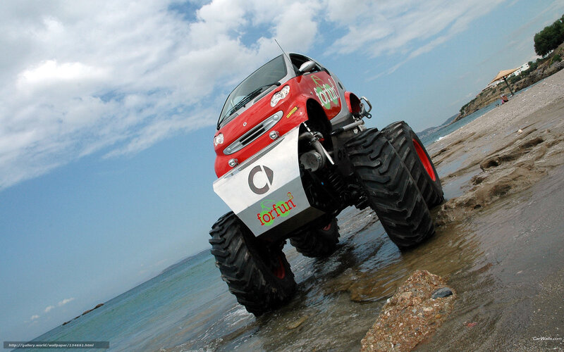 Red Monster Truck — Dramatic, Afternoon