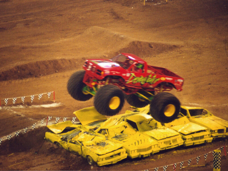 Red Monster Truck Jumping