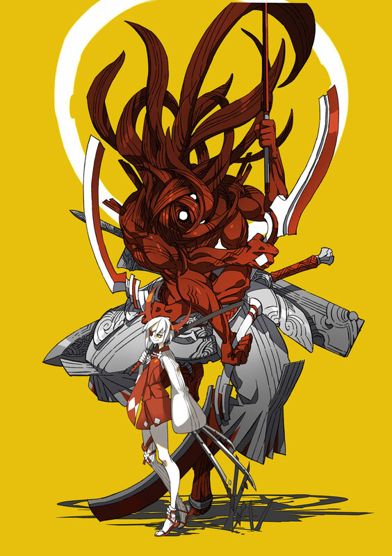 Red Monster with Swords