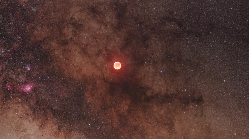 Red Moon in Starry Sky