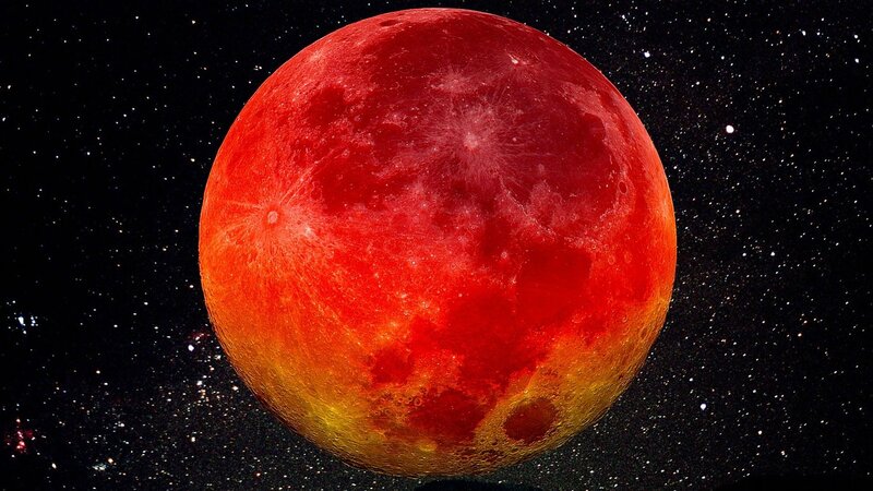 Red Moon in Starry Sky