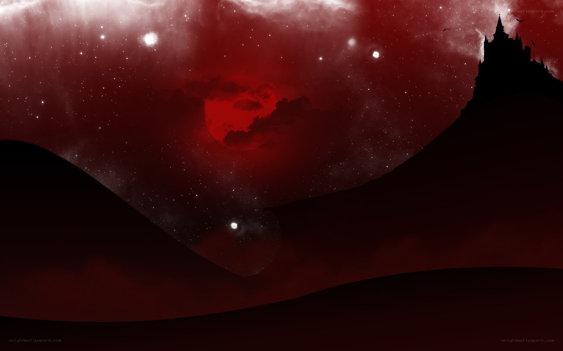 Red Moon Over Castle