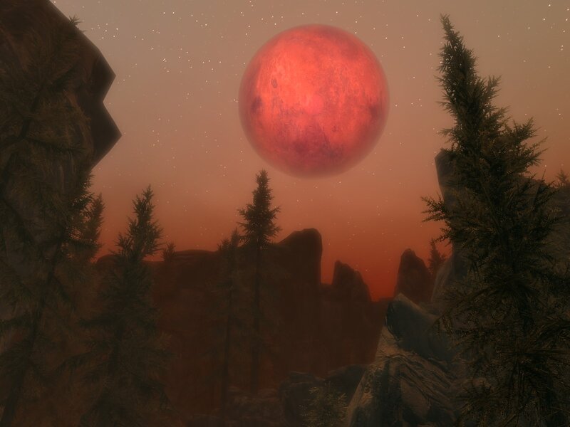 Red Moon over Forest
