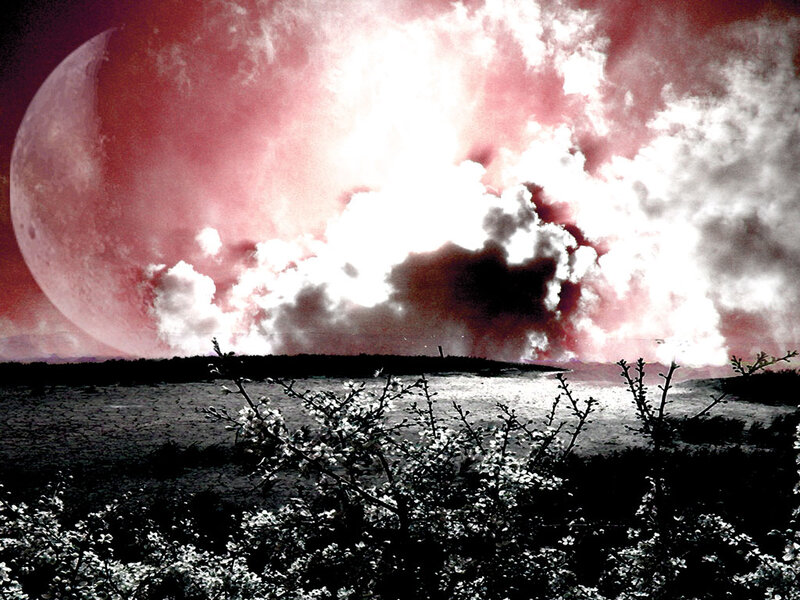 Red Moon over Landscape