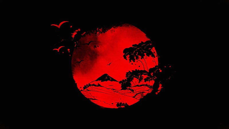 Red Moon over Mountains