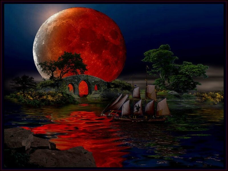 Red Moon Over the River