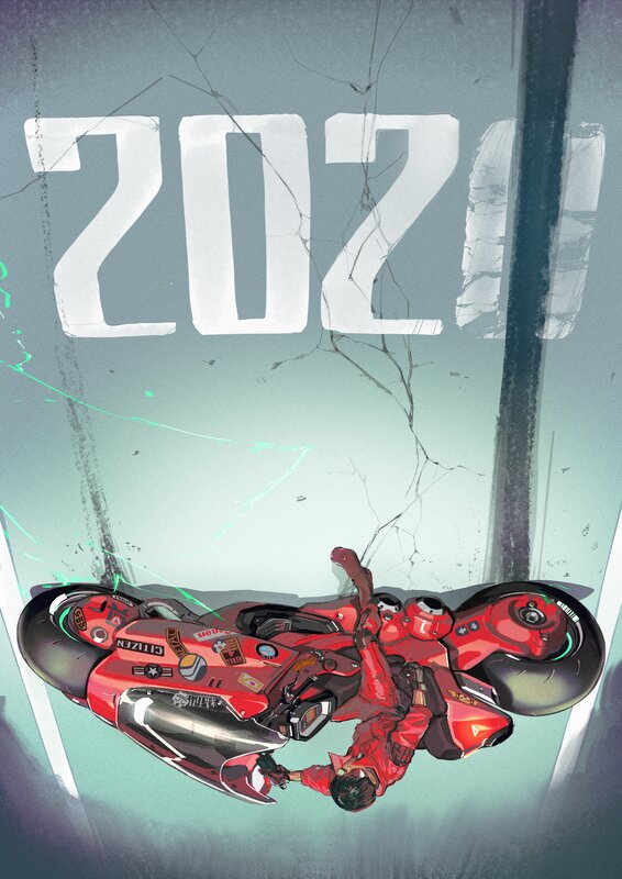 Red Motorcycle and Rider — Dramatic