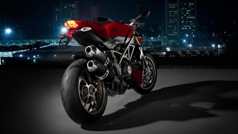 Red Motorcycle at Night — Dramatic