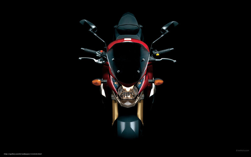 Red Motorcycle Front View — Black