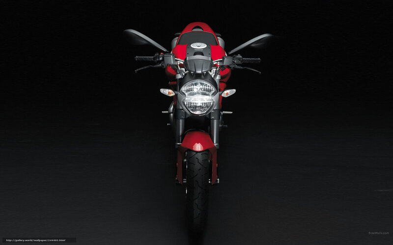 Red Motorcycle Front View — Dramatic, Photograph, Headlight