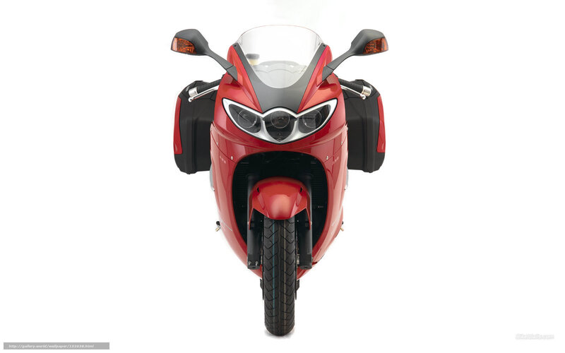 Red Motorcycle Front View — Neutral, Photograph, Headlight, Windshield