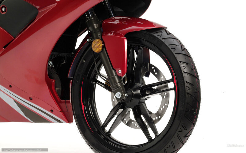 red motorcycle front wheel