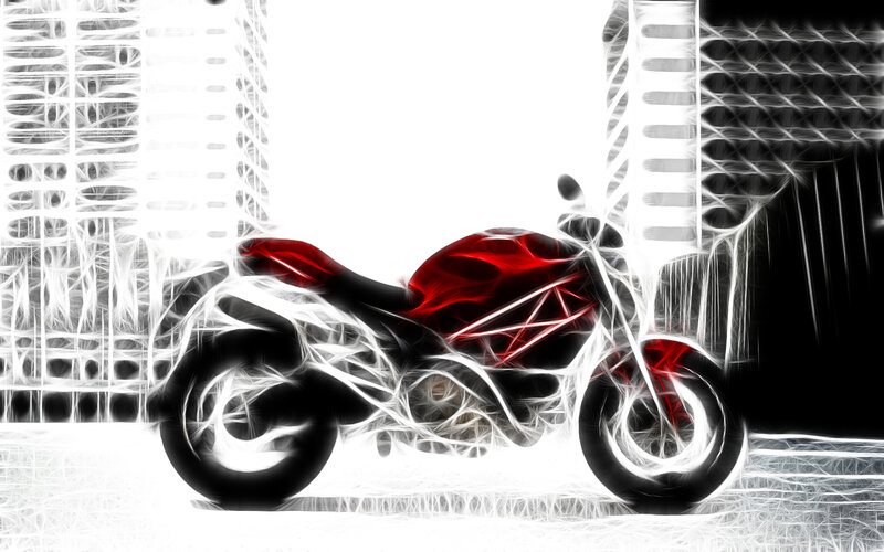 Red motorcycle in city
