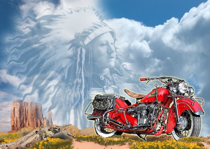 Red Motorcycle in Desert