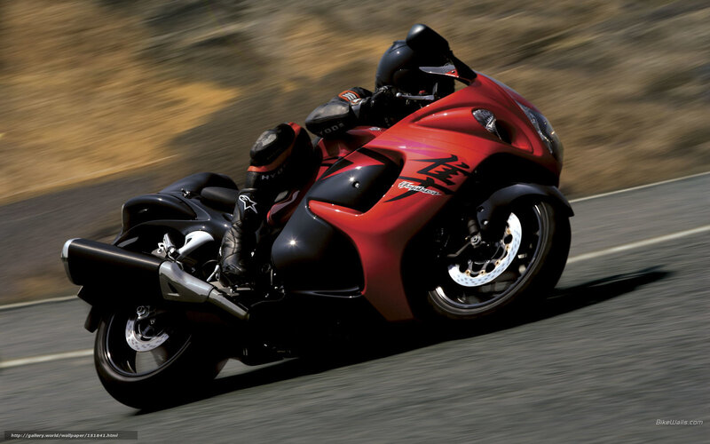 Red motorcycle in motion