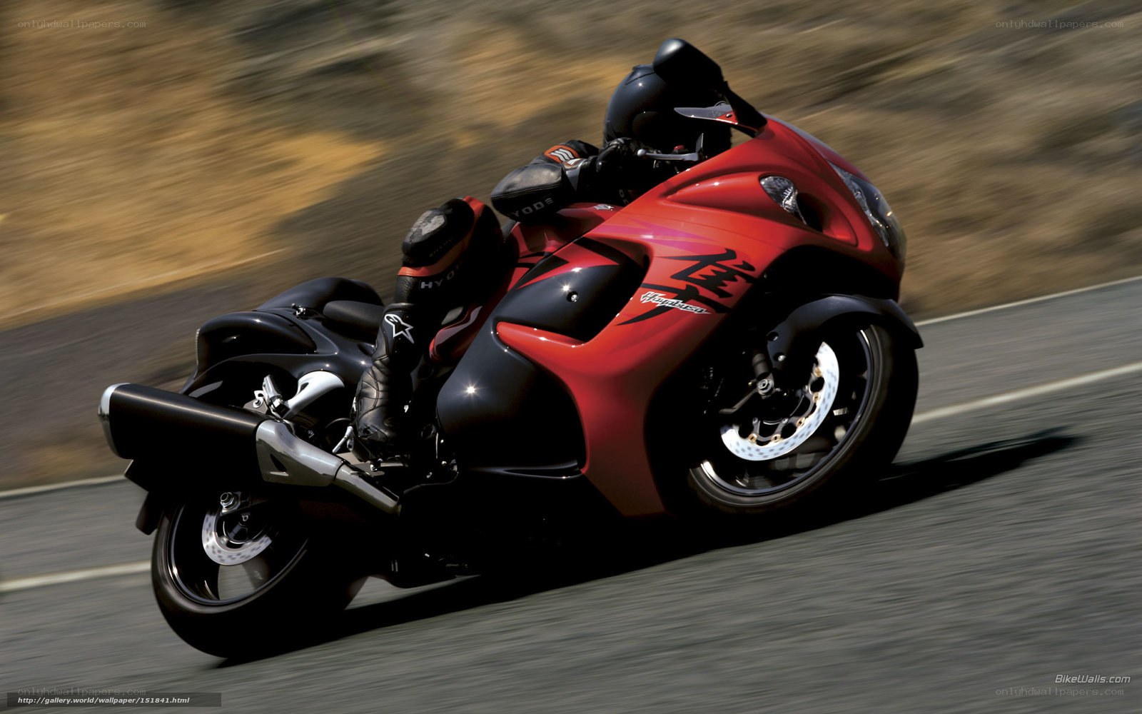 Red motorcycle in motion
