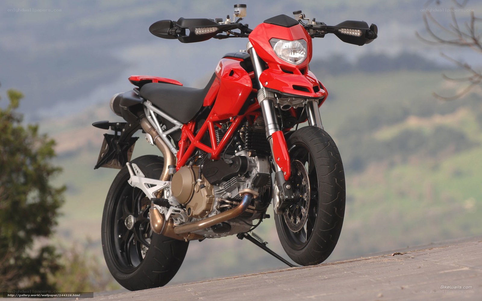 red motorcycle on a hill