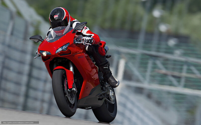 Red motorcycle on a racetrack