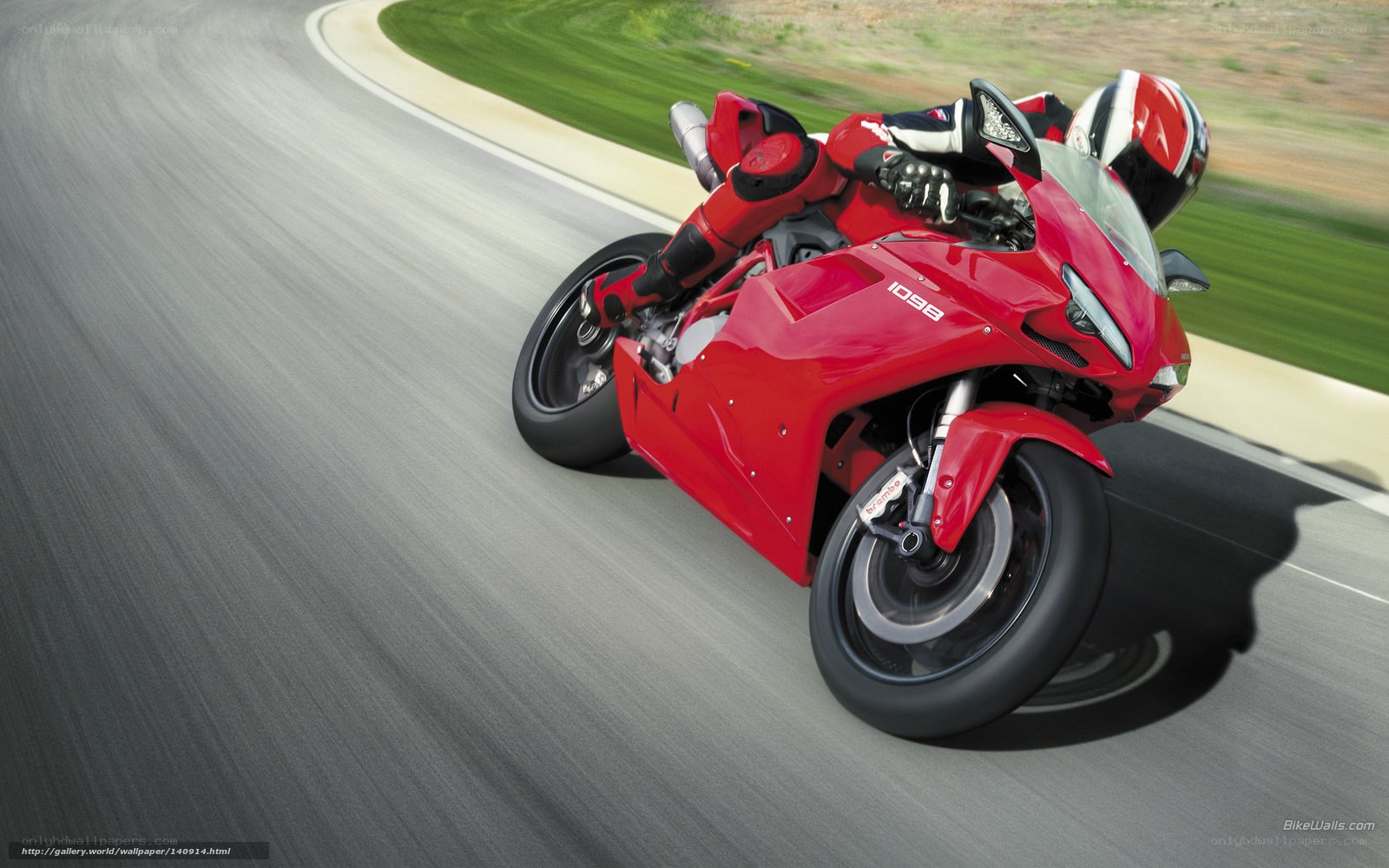 Red motorcycle on a racetrack