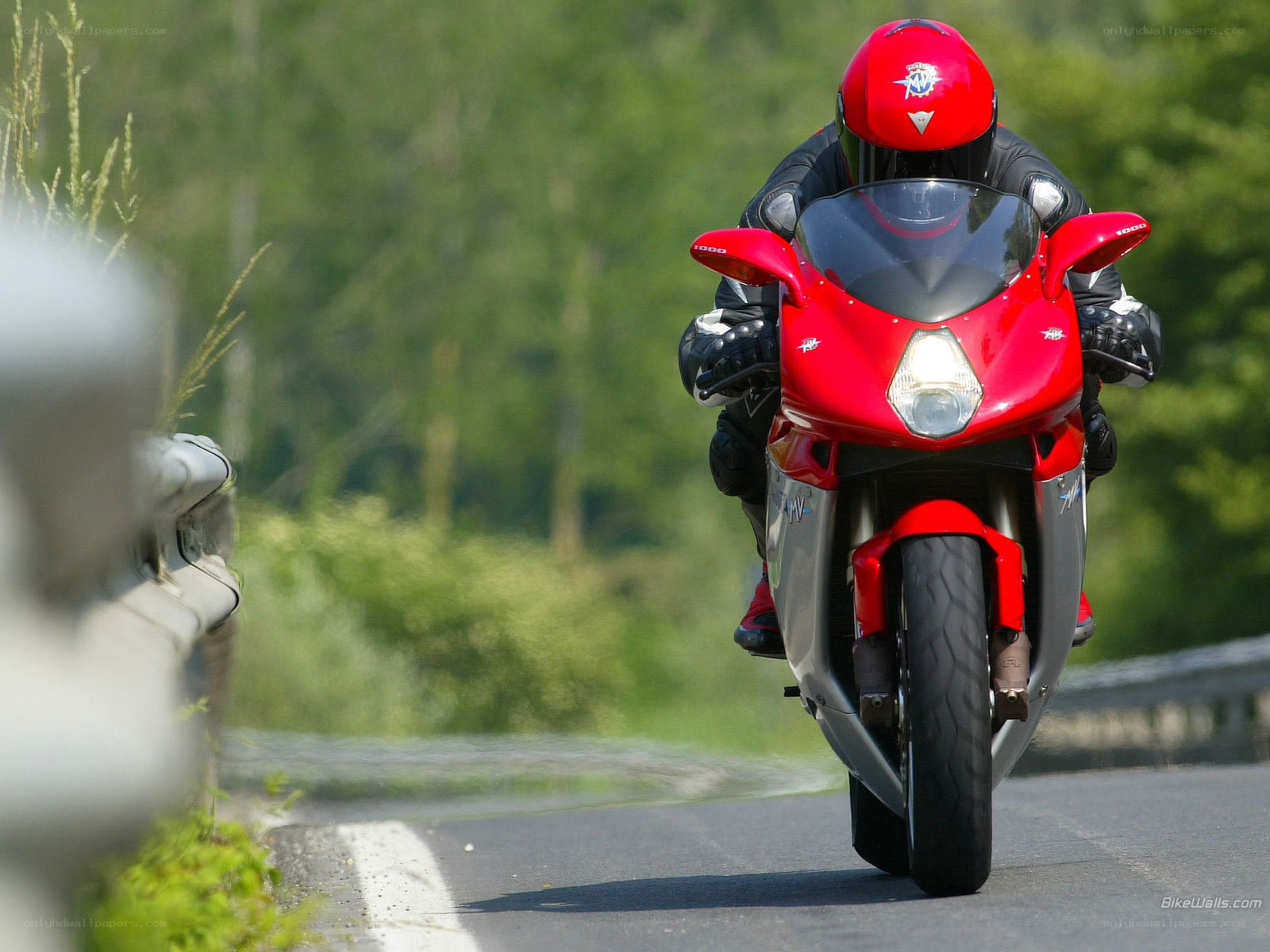Red motorcycle on a road