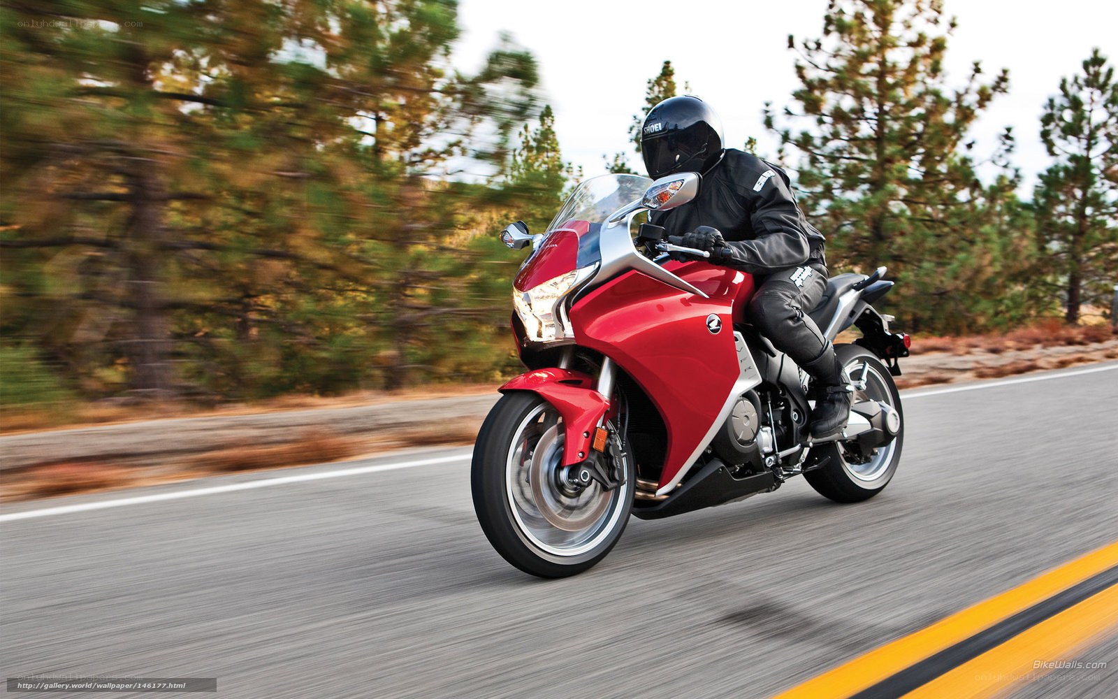 Red motorcycle on a road