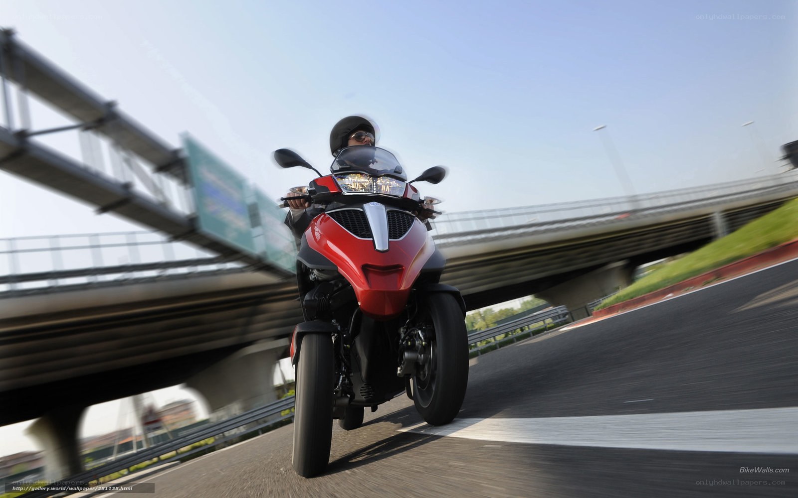 Red motorcycle on highway