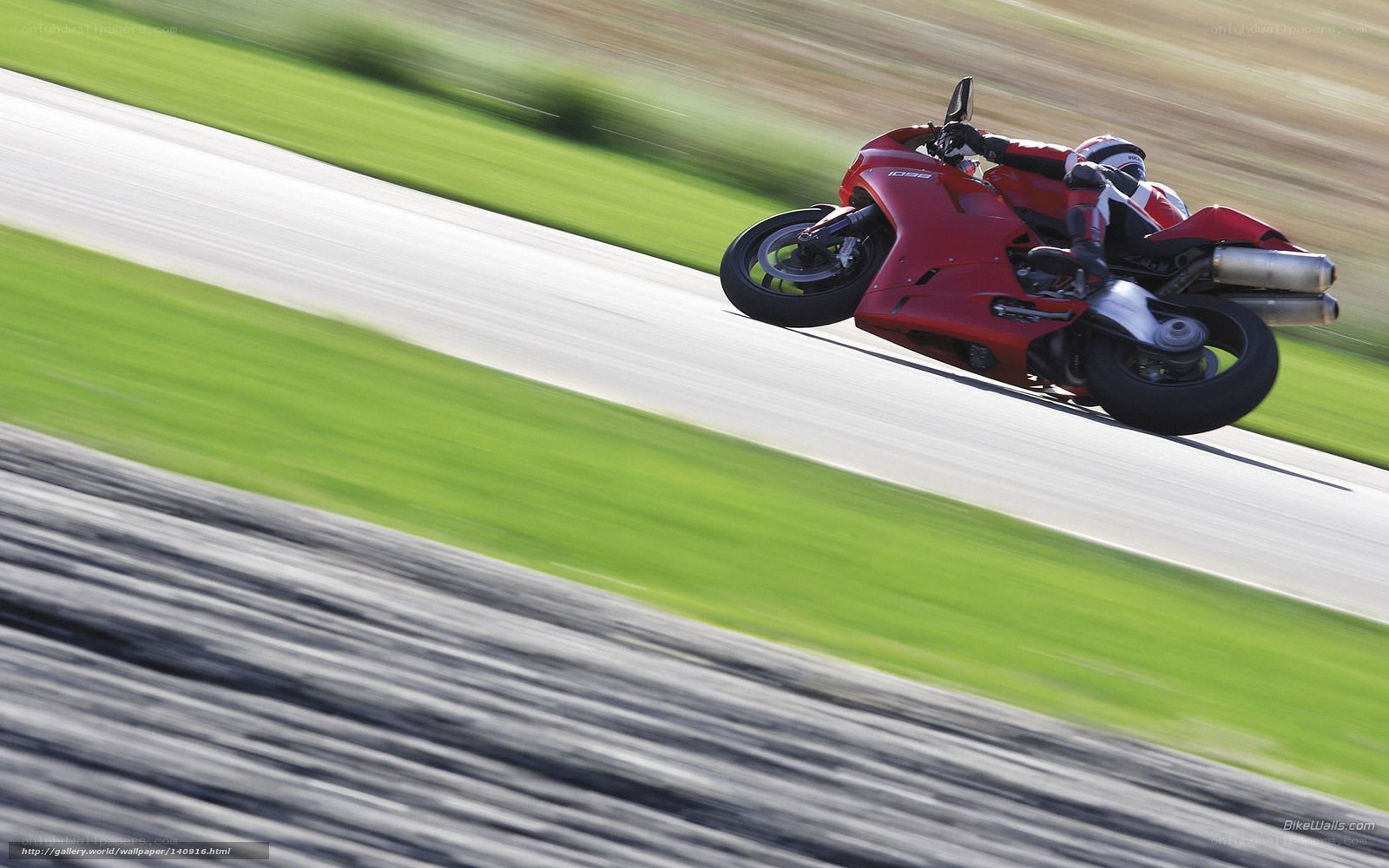 Red motorcycle on racetrack