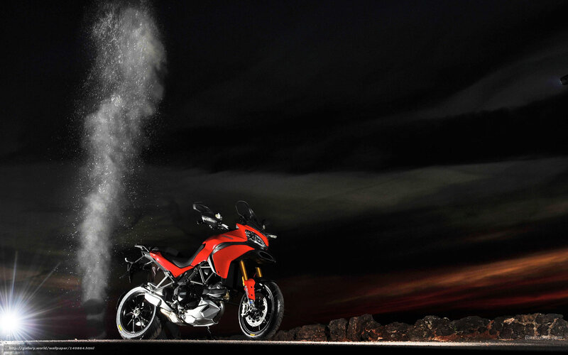 Red Motorcycle on Road — Dramatic