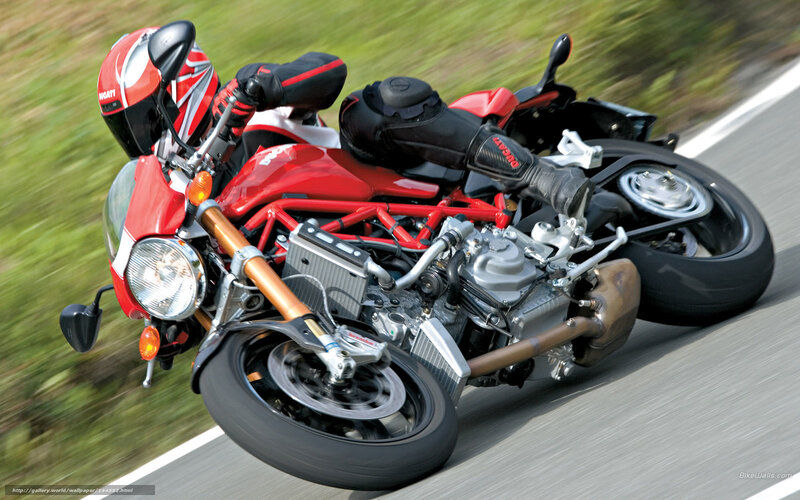 Red Motorcycle on Road — Dynamic, Afternoon, Photograph