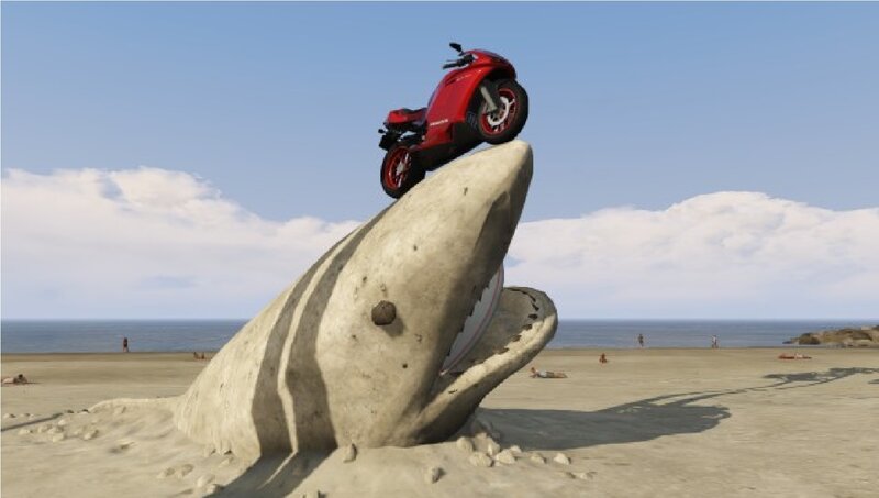 Red Motorcycle on Shark