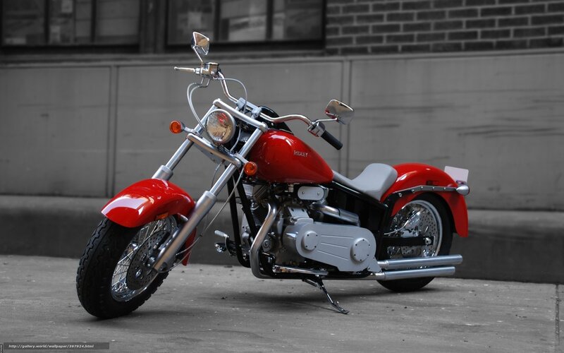 Red Motorcycle on Sidewalk