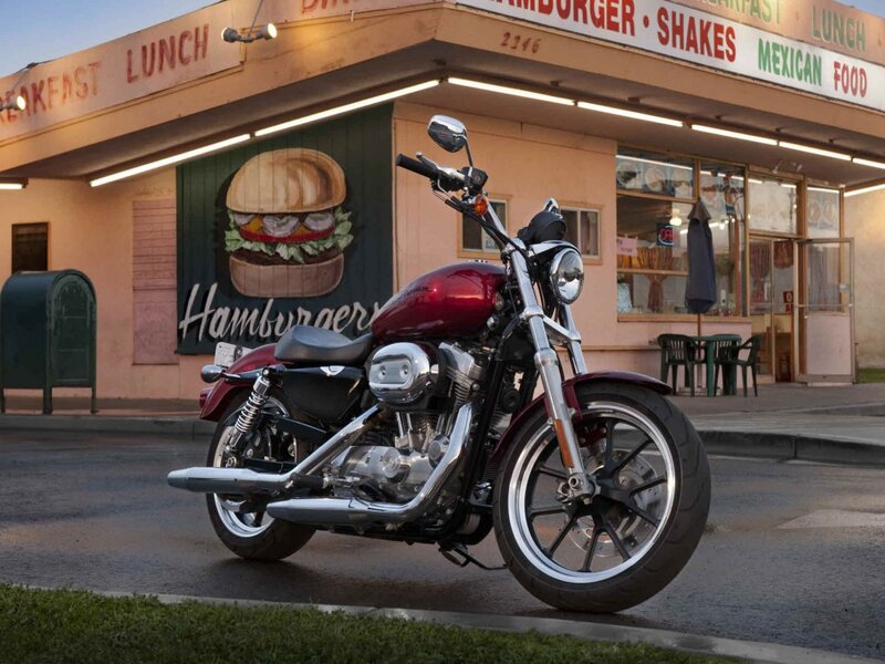 Red Motorcycle on Street — Calm, Sunset