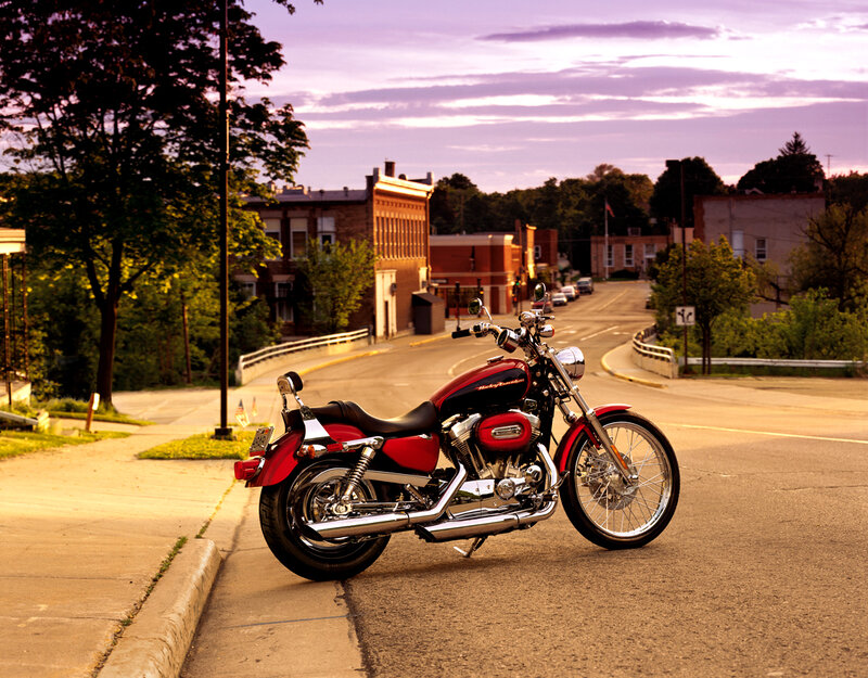 Red Motorcycle on Street — Serene
