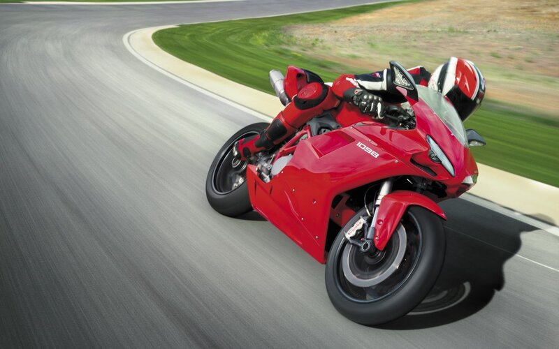 Red Motorcycle on Track — Dynamic, Afternoon, Photograph