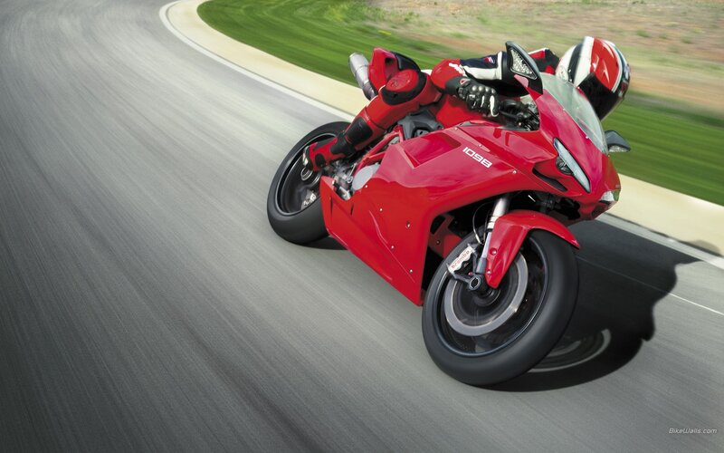 Red Motorcycle on Track — Dynamic, Photograph