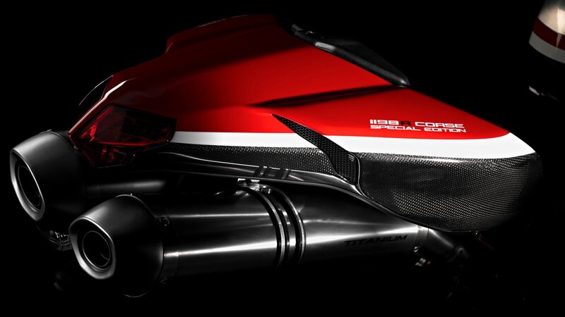 Red Motorcycle Rear — Dramatic, Photograph