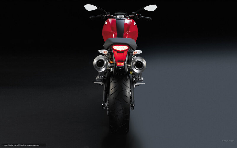 Red Motorcycle Rear View — Dramatic, Photograph